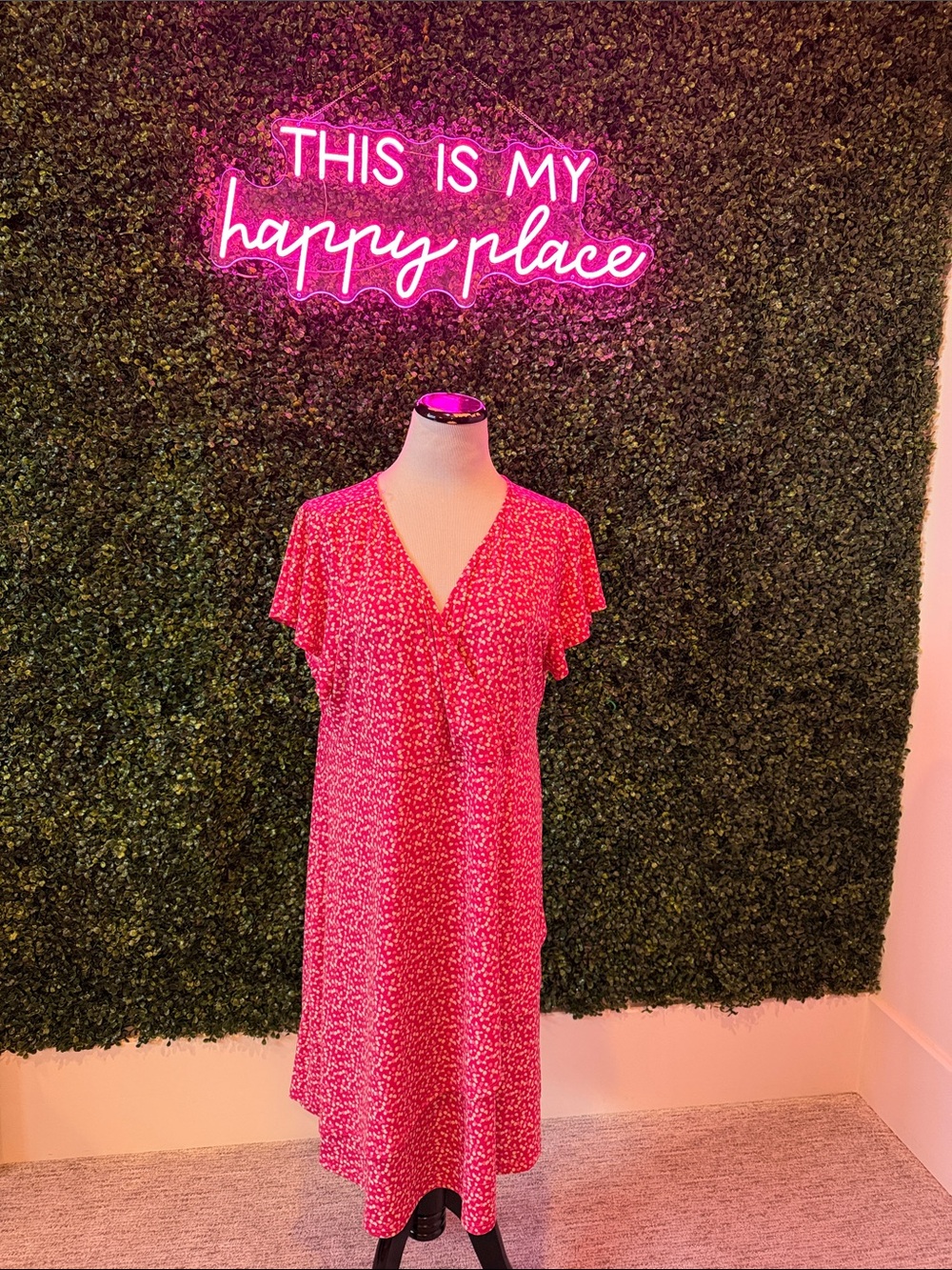 G.I.L.I. Pink Floral Wrap-Style Midi Dress
